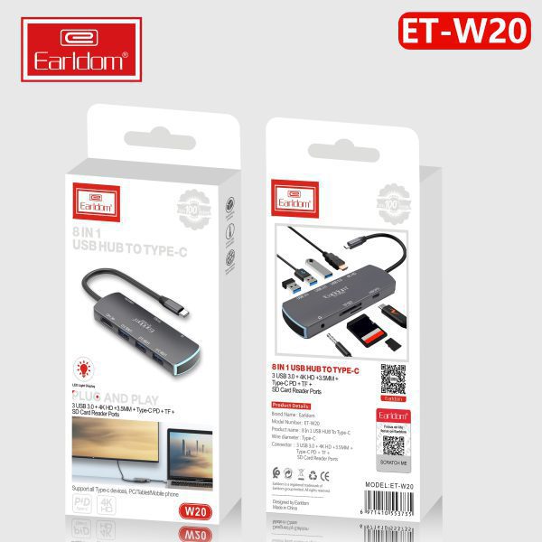 هاب 8 پورت USB-C ارلدام مدل ET-20